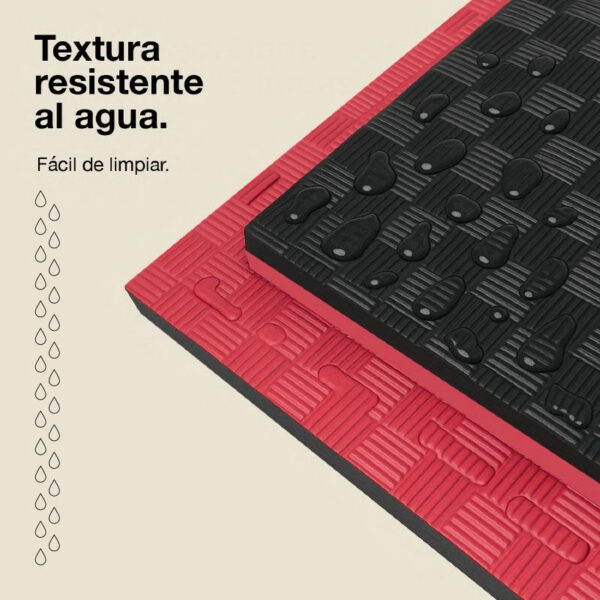 Tatami Puzzle 2cm 100x100cm - Superficie Antideslizante F, reversible Negro/Rojo | Resistencia al Agua