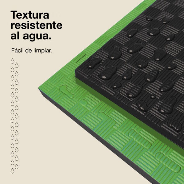 Tatami Puzzle 2cm 100x100cm - Superficie Antideslizante F, reversible Negro/Verde | Resistencia al Agua