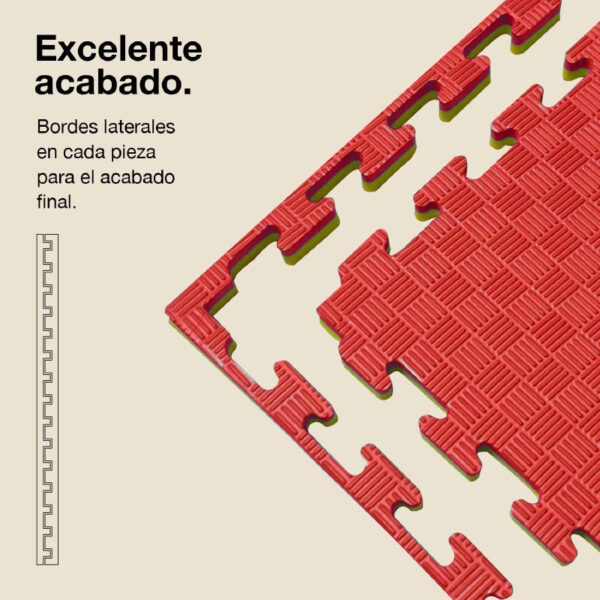 Tatami Puzzle 2cm 100x100cm - Superficie Antideslizante F, reversible Rojo/Amarillo | Laterales Rectos