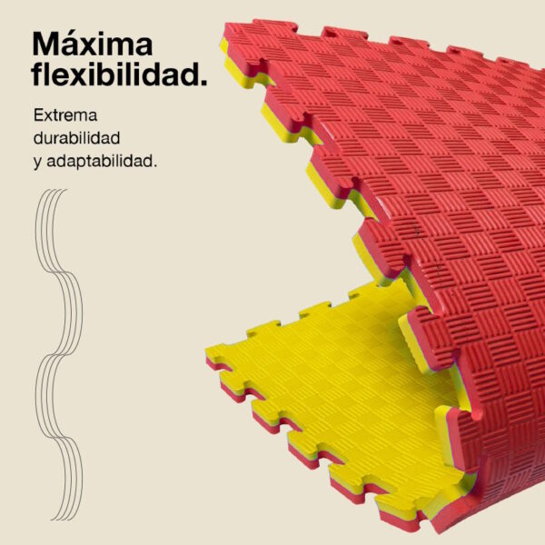 Tatami Puzzle 2cm 100x100cm - Superficie Antideslizante F, reversible Rojo/Amarillo | Máxima Flexibilidad