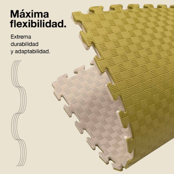 Tatami Puzzle 2cm 100x100cm - Superficie Antideslizante F, reversible Verde/Blanco | Máxima Flexibilidad