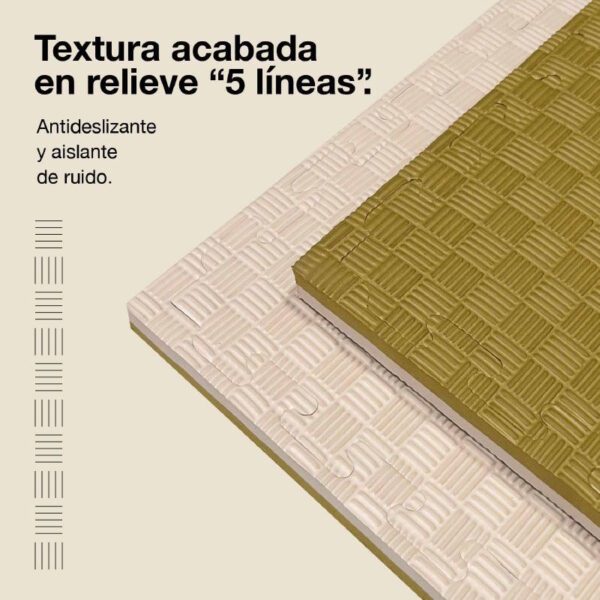 Tatami Puzzle 2cm 100x100cm - Superficie Antideslizante F, reversible Verde/Blanco | Textura Antideslizante