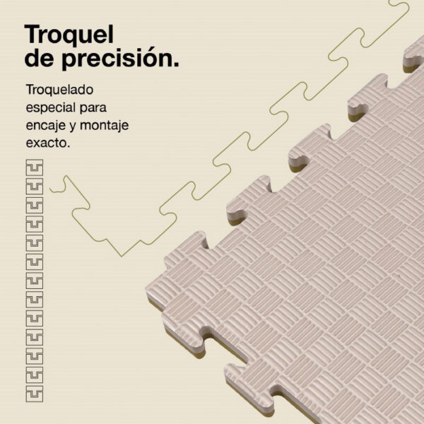 Tatami Puzzle 2cm 100x100cm - Superficie Antideslizante F, reversible Verde/Blanco | Troquel de Precisión