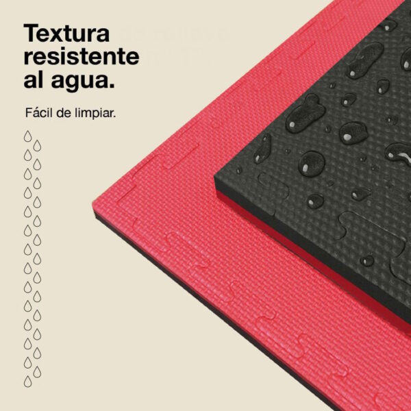Tatami Puzzle 2cm 100x100cm - Superficie Antideslizante T, reversible Negro/Rojo | Resistencia al Agua