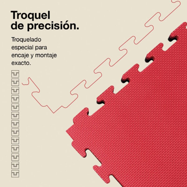 Tatami Puzzle 2cm 100x100cm - Superficie Antideslizante T, reversible Negro/Rojo | Troquel de Precisión