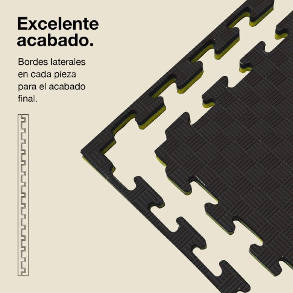 Tatami Puzzle 4cm 100x100cm - Superficie Antideslizante F, reversible Amarillo/Negro | Laterales Rectos