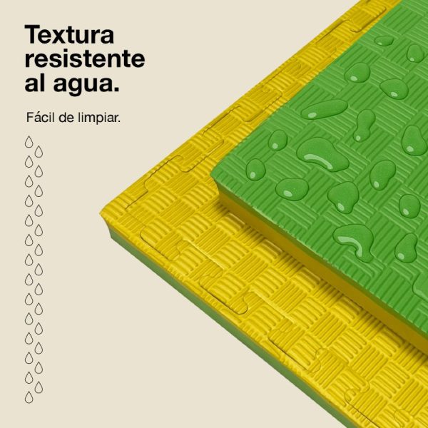 Tatami Puzzle 4cm 100x100cm - Superficie Antideslizante F, reversible Amarillo/Verde | Resistencia al Agua