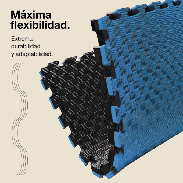 Tatami Puzzle 4cm 100x100cm - Superficie Antideslizante F, reversible Azul/Negro | Máxima Flexibilidad