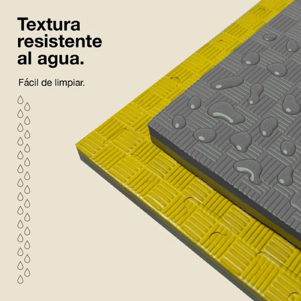 Tatami Puzzle 4cm 100x100cm - Superficie Antideslizante F, reversible Gris/Amarillo | Resistencia al Agua