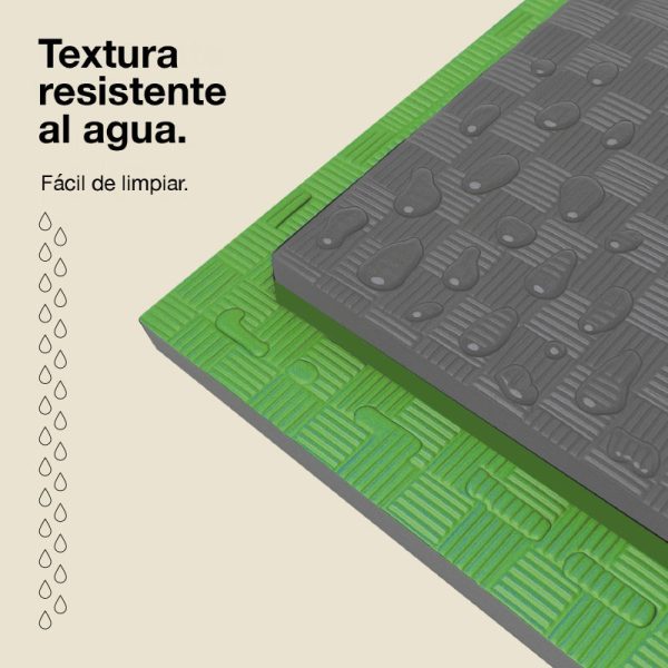 Tatami Puzzle 4cm 100x100cm - Superficie Antideslizante F, reversible Gris/Verde | Resistencia al Agua