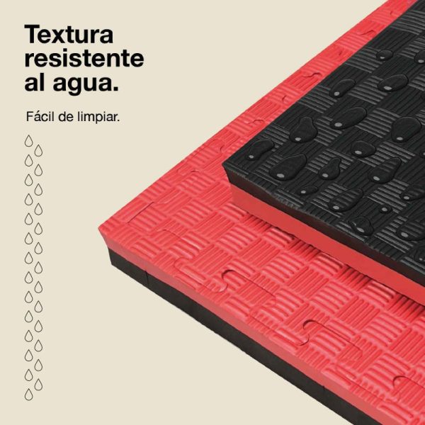 Tatami Puzzle 4cm 100x100cm - Superficie Antideslizante F, reversible Negro/Rojo | Resistencia al Agua