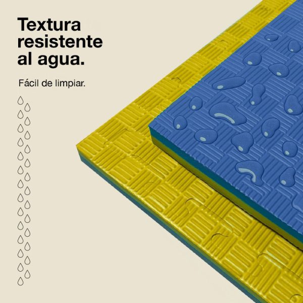 Tatami Puzzle 2,5cm 100x100cm - Superficie Antideslizante F, reversible Azul/Amarillo | Resistencia al Agua