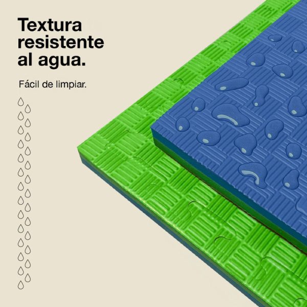 Tatami Puzzle 2,5cm 100x100cm - Superficie Antideslizante F, reversible Azul/Verde | Resistencia al Agua