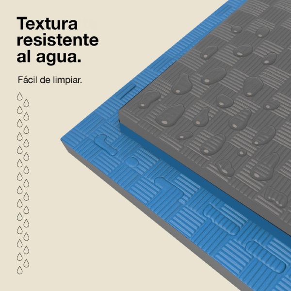 Tatami Puzzle 2,5cm 100x100cm - Superficie Antideslizante F, reversible Gris/Azul | Resistencia al Agua