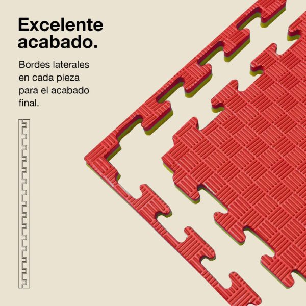 Tatami Puzzle 2,5cm 100x100cm - Superficie Antideslizante F, reversible Rojo/Amarillo | Laterales Rectos