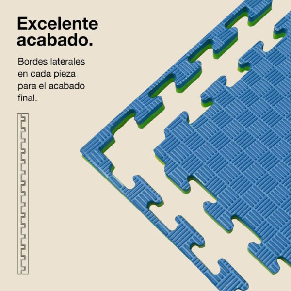 Tatami Puzzle 4cm 100x100cm - Superficie Antideslizante F, reversible Azul/Verde | Laterales Rectos