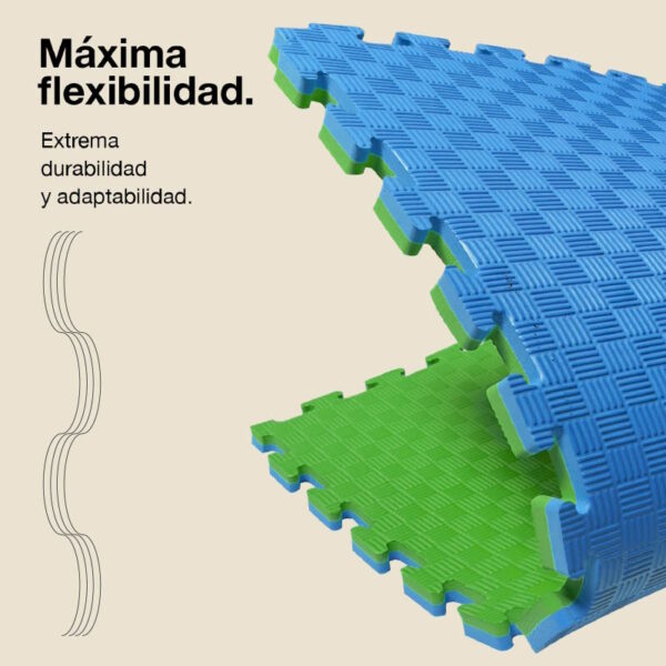 Tatami Puzzle 4cm 100x100cm - Superficie Antideslizante F, reversible Azul/Verde | Máxima Flexibilidad