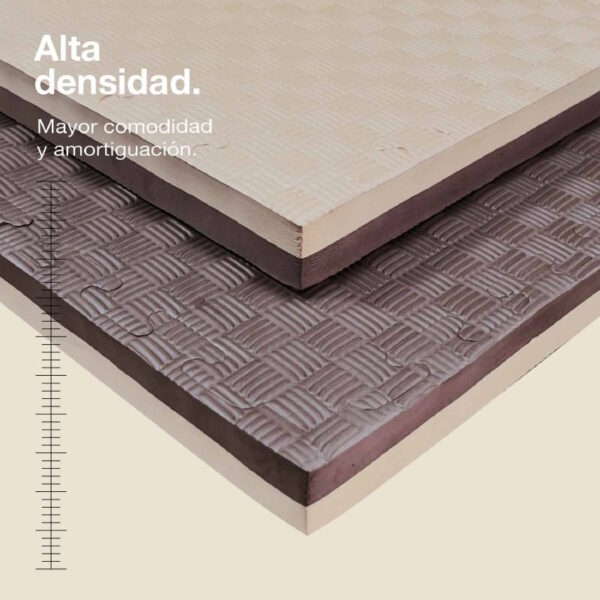 Tatami Puzzle 4cm 100x100cm - Superficie Antideslizante F, reversible Marrón/Beige | Alta Densidad