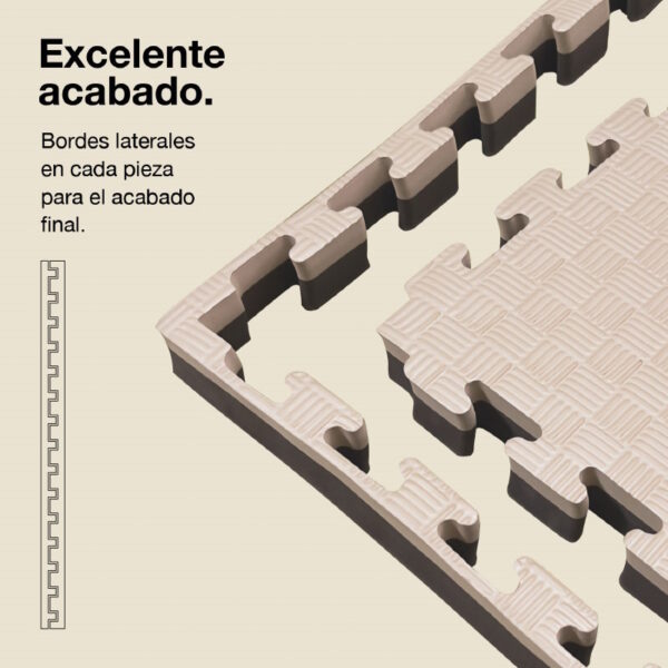 Tatami Puzzle 4cm 100x100cm - Superficie Antideslizante F, reversible Marrón/Beige | Laterales Rectos