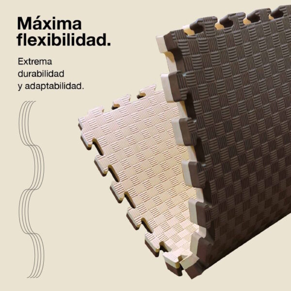 Tatami Puzzle 4cm 100x100cm - Superficie Antideslizante F, reversible Marrón/Beige | Máxima Flexibilidad