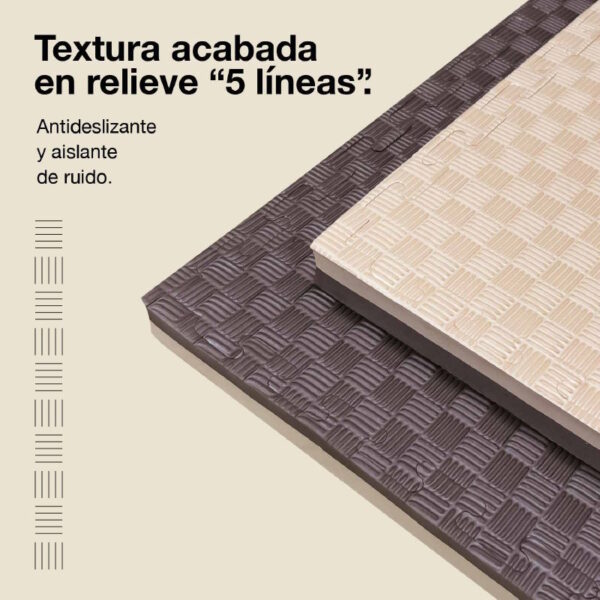 Tatami Puzzle 4cm 100x100cm - Superficie Antideslizante F, reversible Marrón/Beige | Textura Antideslizante