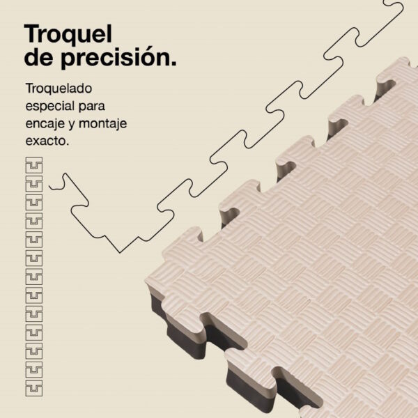 Tatami Puzzle 4cm 100x100cm - Superficie Antideslizante F, reversible Marrón/Beige | Troquel de Precisión