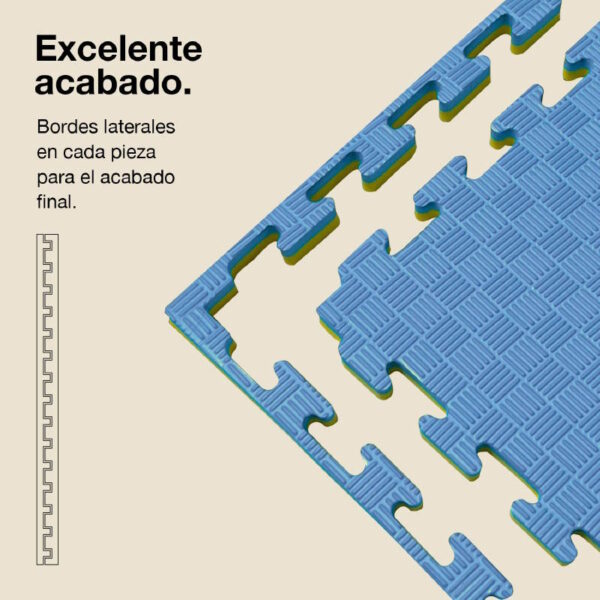 Tatami Puzzle 2cm 100x100cm - Superficie Antideslizante F, reversible Azul/Amarillo | Laterales Rectos