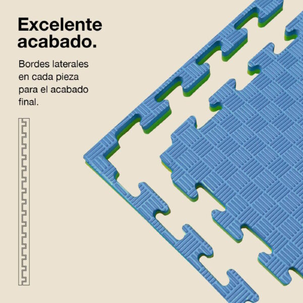 Tatami Puzzle 2cm 100x100cm - Superficie Antideslizante F, reversible Azul/Verde | Laterales Rectos